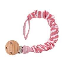 1pc Infant Fashion Printed Grid, Polka Dot & Striped Pacifier Clip & Wooden Pacifier Clip, Daily Use - Multicolor - View 54