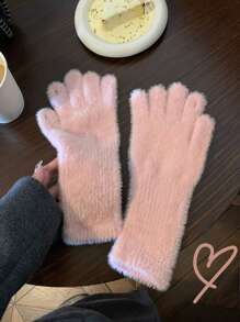 2 pary damskich, jednolitych, puszystych, dzianinowych rękawiczek z funkcją obsługi ekranów dotykowych, ciepłe, podzielone rękawiczki z palcami, urocze, termiczne rękawiczki podszyte do jazdy na rowerze i uprawiania sportu, idealne na prezenty świąteczne, odpowiednie do codziennych dojazdów do pracy i na uczelnię, jesień/zima - A - Zobacz 8