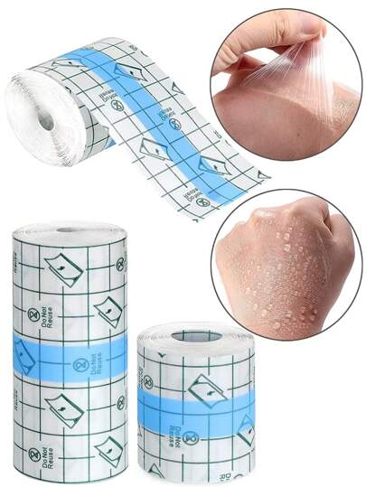 1roll/5m Transparent Waterproof Adhesive Bandages, Waterproof Clear Film Dressing Bandages, Waterproof Bandages Post Surgical Shower Shield Dressing Tape For Tattoos Swimming