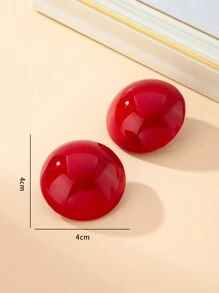 1 对夸张复古母亲节圆形红色光滑耳钉，女士时尚珠宝，派对/节日礼物