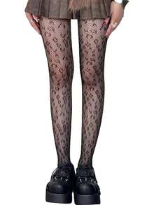 3pairs Polka Dot Pattern Black Tights For Women - Black - View 22
