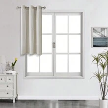2pcs/Set Panel Curtains - Beige Solid Curtains With Laser Cut Star Holes To Darken Room, Suitable For Bedroom, Decor Home Curtain For Girls Room, Living Room