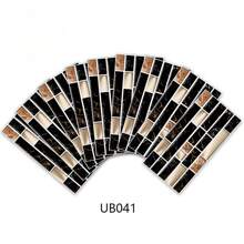 9 peças de adesivos de azulejos de parede de imitação de preto e cinza de 10x20 cm, adesivos de parede de azulejos de cerâmica à prova d'água e resistentes a óleo, adequados para decoração de parede em quartos, salas de estar, cozinhas, banheiros e sanitários