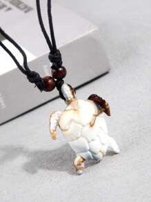 1pc Fashionable  Simple Cute Turtle Pendant Necklace For Men - Coffee Brown - View 16