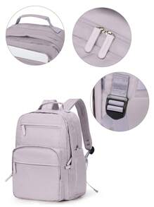 Lightweight Nylon Water Resistant Solid Color School Bag, Aesthetic Women Commuter Backpack All-Match Zipper Rucksack With Top Handles, School Backpack Bookbags Laptop Bag for Teens Students, Computer Backpack Travel Work Bags Daypack, Suitable for School College Travel Business for Women Girls Students Gift for Girlfriend