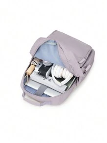 Lightweight Nylon Water Resistant Solid Color School Bag, Aesthetic Women Commuter Backpack All-Match Zipper Rucksack With Top Handles, School Backpack Bookbags Laptop Bag for Teens Students, Computer Backpack Travel Work Bags Daypack, Suitable for School College Travel Business for Women Girls Students Gift for Girlfriend