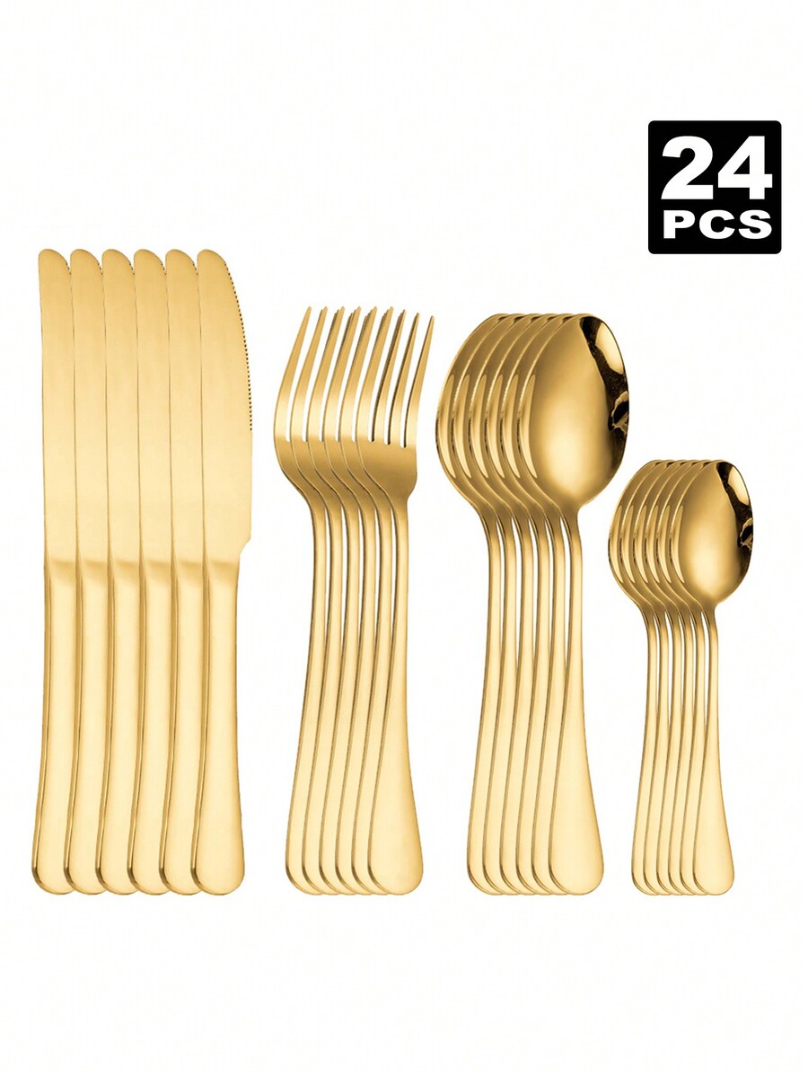 4/16/24pcs Western Style Stainless Steel Flatware Set Including Knife