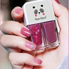 2 peças/Conjunto Esmalte de Unha à Base de Água Novo, Embalagem Dupla, Secagem Rápida, Cores Populares para Manicure de Estudantes - Rosa chiclete - Visão 1