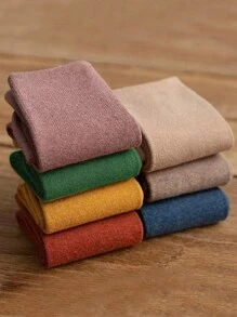 10 pares de calcetines hasta la rodilla de unicolor para mujeres al azar, estilo deportivo para todas las temporadas, con rayas de unicolor versátiles, simples y transpirables