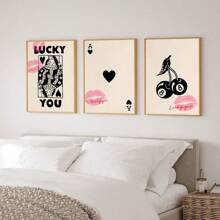 Bộ 3 tấm áp phích vải canvas không khung, nghệ thuật cổ điển, áp phích Lucky You, áp phích thẩm mỹ phong cách, nghệ thuật treo tường Red Heart Queen, áp phích thẻ King Card, quà tặng lý tưởng cho hành lang phòng ngủ phòng khách, nghệ thuật treo tường, trang trí tường, trang trí mùa đông, trang trí phòng, không có khung - Đen và trắng - Xem 9