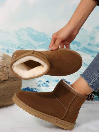 2024 女式短款雪地靴，冬季保暖保暖内衬踝靴雪地鞋，防滑，加垫，适合寒冷天气