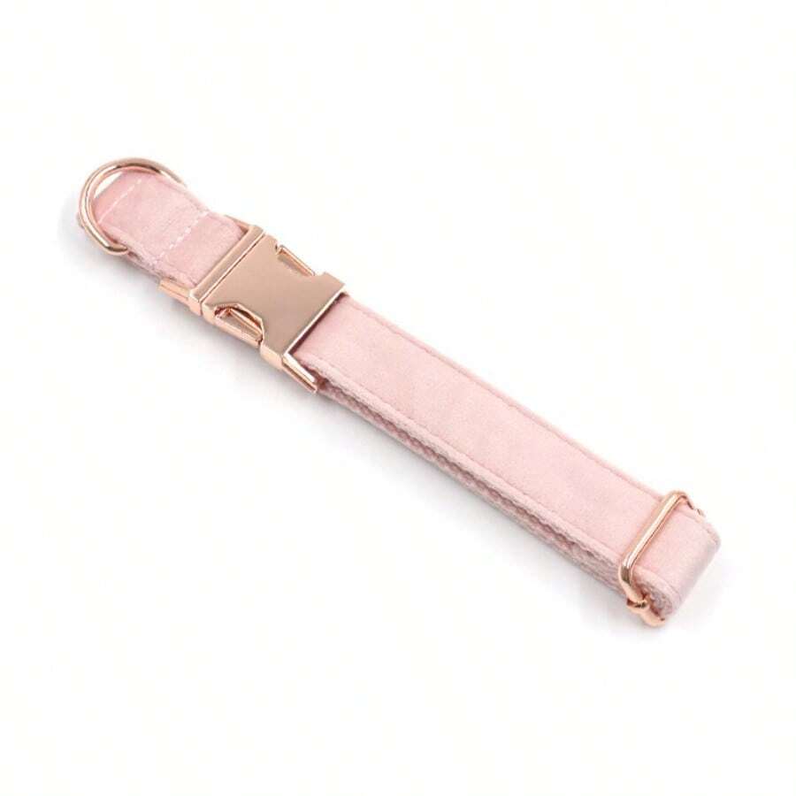 Rose Gold Button Design, 2024 New Velvet Pet Collar, Zinc Alloy