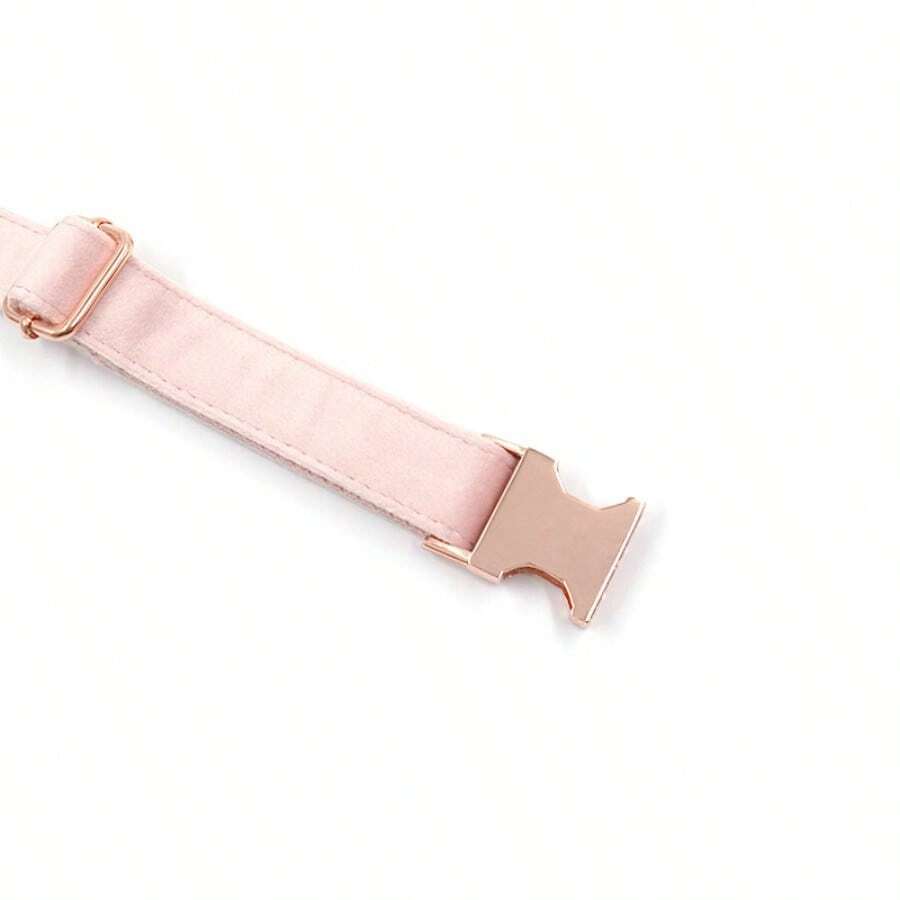 Rose Gold Button Design, 2024 New Velvet Pet Collar, Zinc Alloy