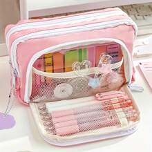 1 pièce Trousse à crayons de grande capacité avec design portable, idéal pour le bureau et l'école. Polyvalente en tant que sac de maquillage, convient pour le bureau, l'école, les jeunes, les filles, les garçons, les hommes, les femmes, les adultes, trousse à crayons, sac d'école