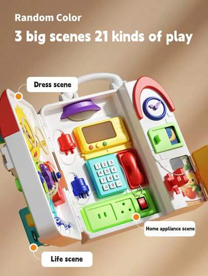 Baby Busy Board Early Learning Educational Toy, Montessori Busy House, Suitable For Boys & Girls, Christmas Gift (Color Random)