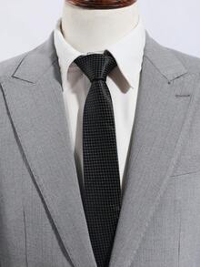 1pc Men's Casual Solid Plaid Striped Pattern 960 Needle Necktie, Simple Style Suitable For Business, School, Daily Wear - A - View 2