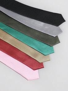 1pc Men's Casual Solid Plaid Striped Pattern 960 Needle Necktie, Simple Style Suitable For Business, School, Daily Wear - A - View 7