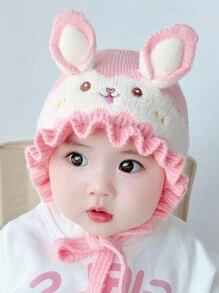 1 chiếc mũ bảo vệ tai cho bé, dễ thương & đáng yêu, phong cách mùa đông mới, phù hợp cho trẻ sơ sinh trai và gái, mũ đan - 1PC - Xem 2