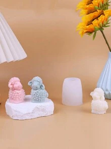 1 stampo in silicone a forma di pecora, per creare collane fai da te, diffusori, pietre aromatiche in gesso espanso, accessorio per la decorazione della casa - Bianco - Visualizzare 3