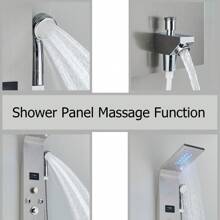 Modern LED Stainless Steel Shower Panel Tower Rain Waterfall Massage Jets System - Brushed Nickel - View 4