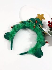 1 Băng đô cài tóc hình ngôi sao và cây thông Noel đính sequin cho trẻ em dùng để trang trí tiệc Giáng sinh - Nhiều màu - Xem 3