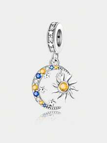 1 PC Real 925 Sterling Silver Dancing With The Sun, Moon, And Stars Pendant Charm Pendant Ball Suitable For Bracelets DIY Women's Jewelry - Dancing With the Sun, Moon and Stars - View 4