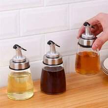 1 Chai dầu ăn bằng thủy tinh, lọ đựng dầu chống rò rỉ, chai đựng, chai đựng gia vị, chai đựng giấm, dùng cho tiệc nướng ngoài trời, dã ngoại, đồ dùng nhà bếp - Xem 2