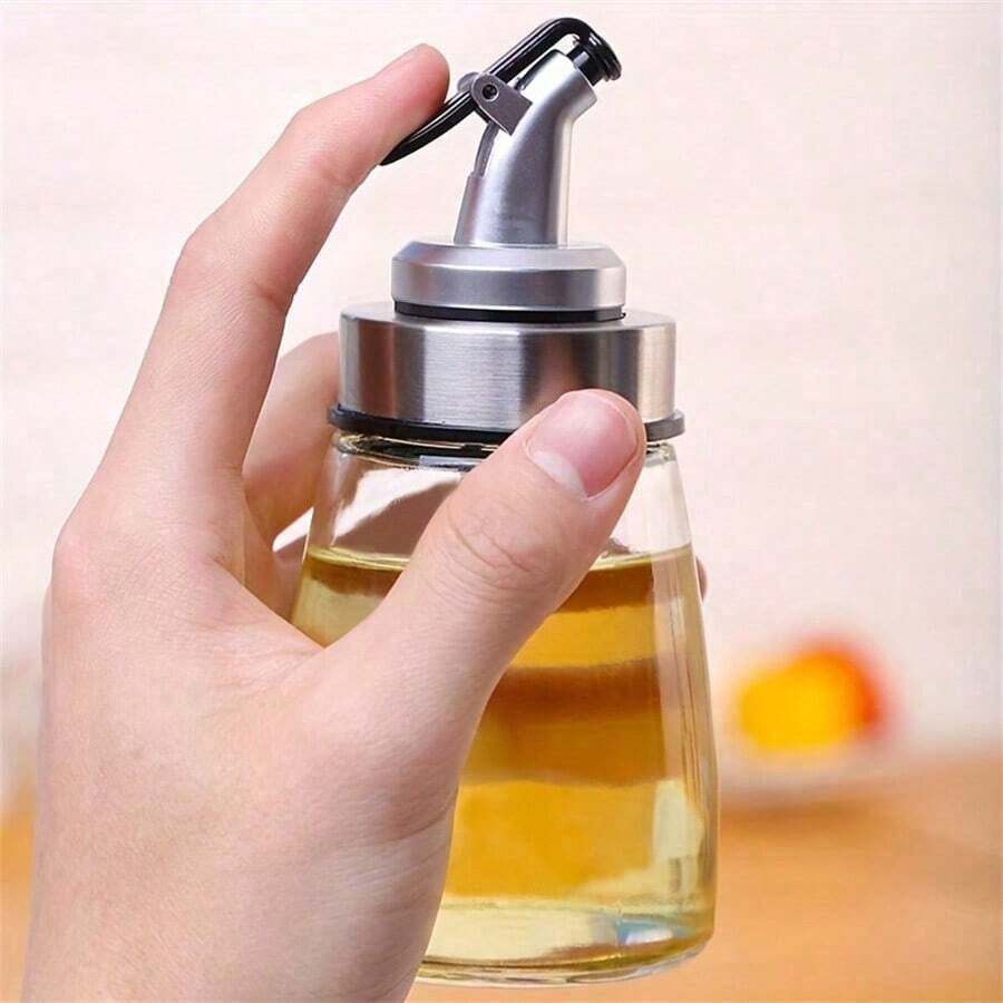 1pc Glass Cooking Oil Bottle, LeakProof Oil Pot, Storage Bottle