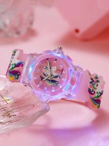 1pc/Set Cute 3D Unicorn Print Silicone Quartz Watch For Kids, Suitable For Birthday, Halloween Or Gifts
