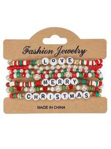 圣诞手链 米珠 聚合物粘土 多层串珠手链 女士 - 彩色 - 查看 5