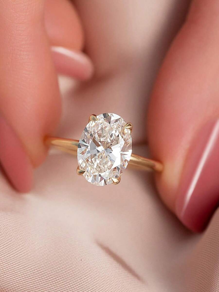 1 chiếc nhẫn oval thanh lịch, bạc sterling S925 dành cho nữ, nhẫn đính ước, nhẫn vĩnh cửu, nhẫn kỷ niệm, quà tặng trang sức cao cấp