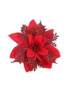 5 bông hoa Giáng sinh nhân tạo lấp lánh trang trí cây thông Noel vui vẻ đồ trang trí năm mới vui vẻ hoa giả Giáng sinh, Halloween, trang trí Halloween - Nhiều màu - Xem 12