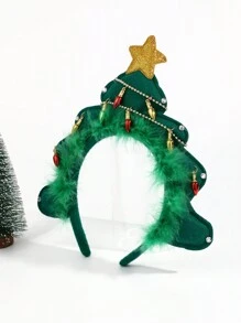 1 Băng đô cài tóc hình ngôi sao và cây thông Noel đính sequin cho trẻ em dùng để trang trí tiệc Giáng sinh - Nhiều màu - Xem 1