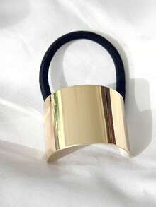 3pcs Fashionable Versatile Alloy Seamless Snag-Free Hair Ties, Gold Color Elastic Snag-Free Hair Ties Ponytail Holders, High Quality Hair Accessories, Gift For Women