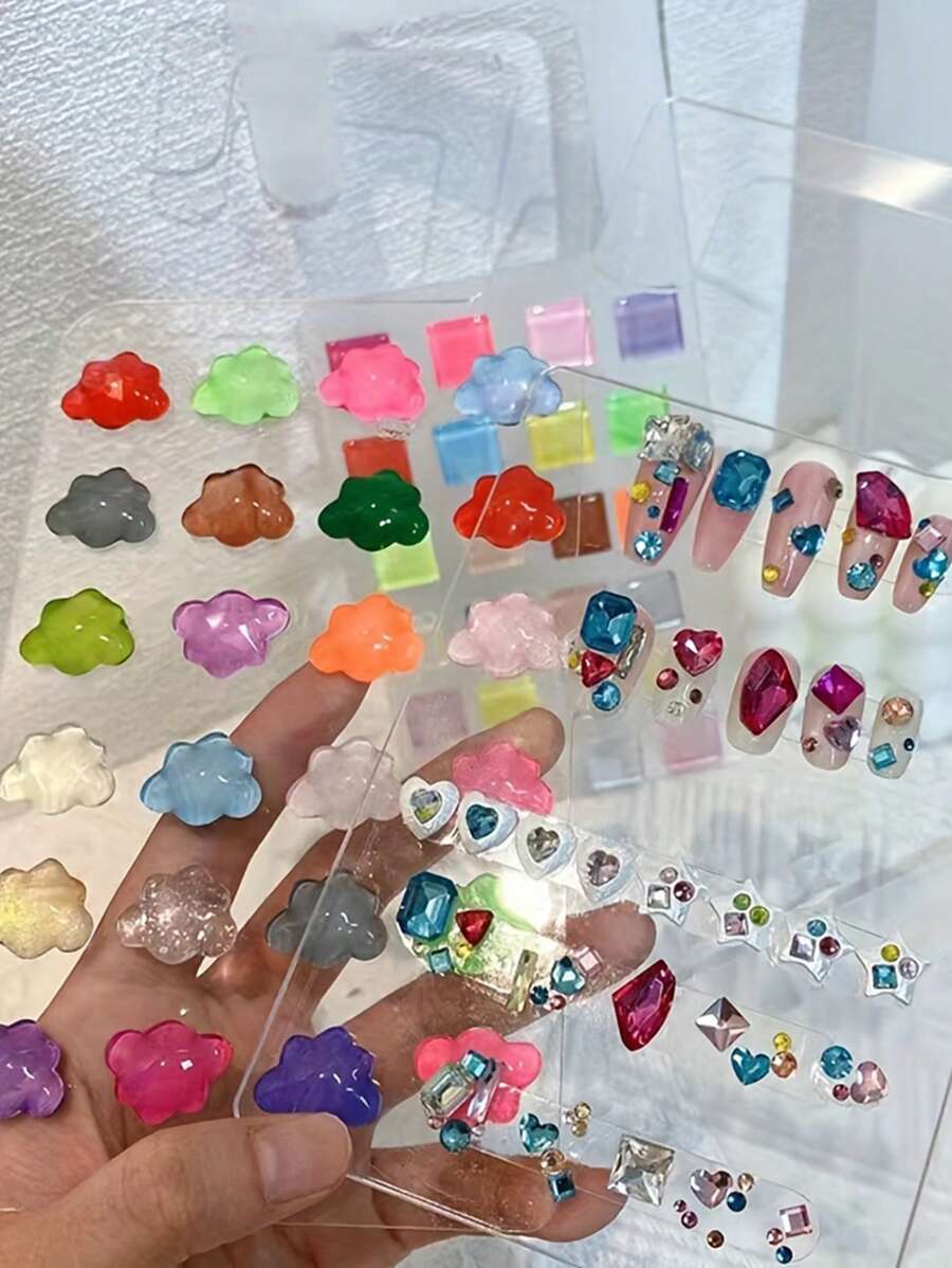 1pc Acrylic Nail Polish Display Board With Hooks, Nail Art Tool - Clear - View 1