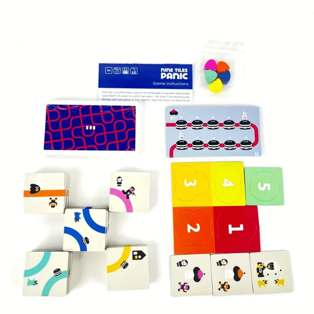 Nine Tiles Panic Competitive TileLaying Board Game, Cardboard