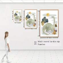 1PC Animal Dinosaur Brachiosaur Children's Bedroom Decoration Tyrannosaurus Rex Cartoon Animal Painting Mural Nordic Poster Decoration Canvas Oil Painting Living Room Home Room Decoration Frameless
