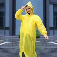 1 件连帽雨衣，男女通用成人防水加厚 EVA 雨披，可重复使用单排扣雨衣，适合徒步旅行、旅游、钓鱼、登山等户外活动