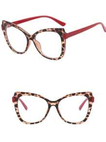Gafas con montura completa de estampado de leopardo para mujer, de uso casual diario - Multicolor - Ver 5