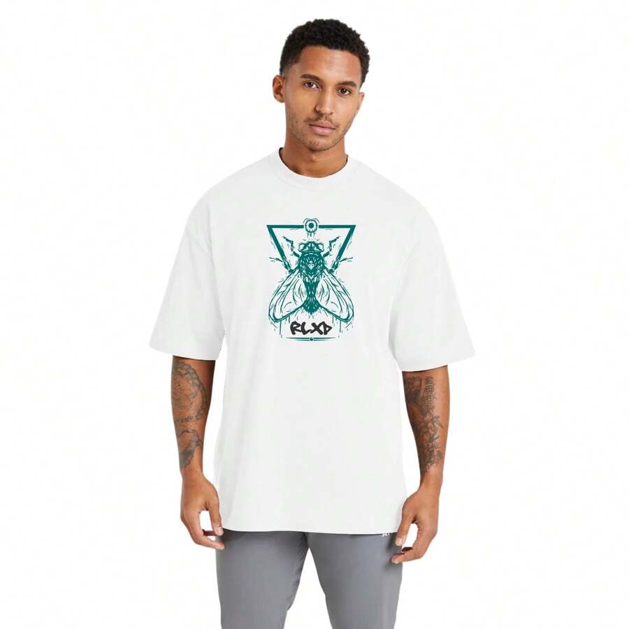 Oversized Cotton Streetwear T-Shirt With Round Neck Ideal For Gym And Sports Mosca - 白色 - 查看 1