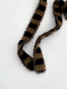 1pc New Fashionable Striped Bow Cat Ear Beanie Hat, Warm Winter Knitted Earflap Hat For Women