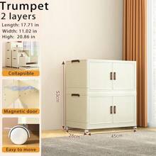 Caixa organizadora dobrável para armário, sala de estar, baú de brinquedos, armário de cozinha, armário para lanches, armário de banheiro, armário de armazenamento simples e luxuoso de plástico com várias camadas - tipo gaveta espaçosa, organizador de brinquedos e artigos diversos para L