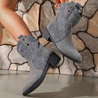 Suede Slip-On Casual Fashionable Ankle Boots For Women