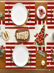 圣诞亚麻餐垫、圣诞主题桌垫、圣诞快乐隔热垫、厨房装饰桌垫、西式餐桌垫、圣诞装饰品、餐桌装饰品 - 彩色 - 查看 5