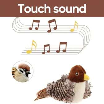 Sound Bird Toy Interactive Cat Feather Toys With Sounds Touch Activated Electric Squeaky Simulation Bird Indoor Cats Kitty Pet Toys