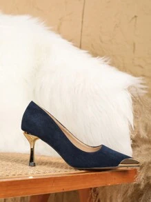New Style Women Mid Heel Pointed Toe Fashionable Versatile Pumps