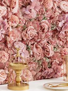 1Pc Flower Wall Panel For Flower Wall Backdrop, 12.6*12.6inch Purple Faux Roses Hydrangea Artificial Flower Panels Artificial Floral Backdrop For Wall Decor, Party Wedding Decor, Bridal Shower/Baby Shower Decor, Xmas Party Decor, Thanksgiving Decor