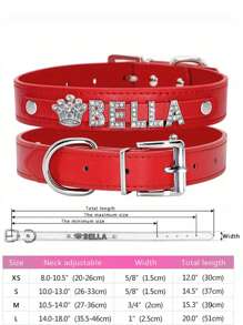 Personalized Dog Collar PU Leather Puppy Cat ID Collars With Exquisite Pendant, Customized Dog Pendant Tag Accessory Decoration For Small Medium And Large Dogs, Perfect Gift For Your Pets,Christmas Gift Supplies - Red - View 16