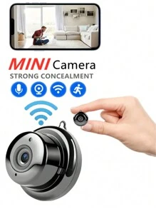 1 件装 1080P 高清 WiFi 隐藏式微型摄像机间谍摄像机便携式网络摄像机微型无线网络监视器，手机 APP 远程查看，循环录制，运动检测，警报推送，24 小时监控家庭、商店、老人、儿童、保姆 - 黑色 - 查看 1