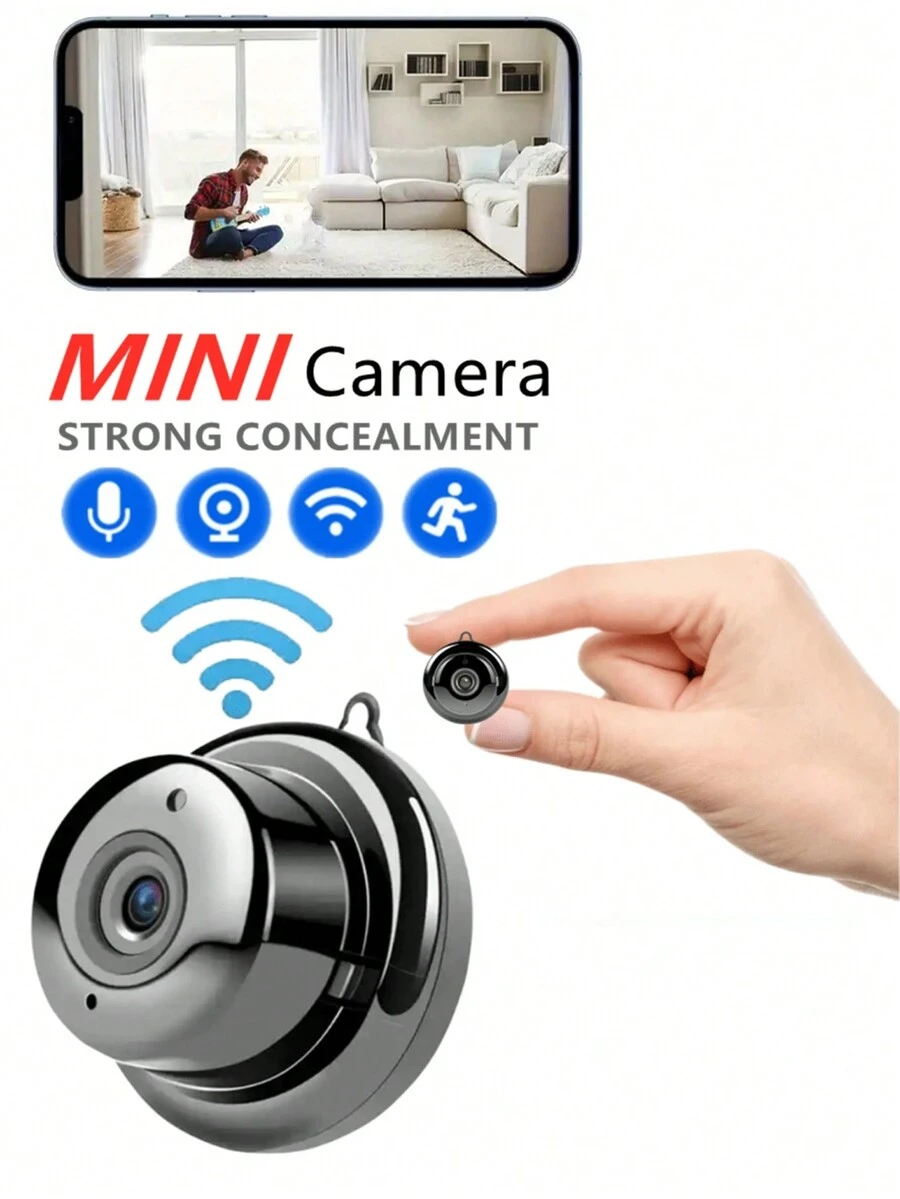 1 件装 1080P 高清 WiFi 隐藏式微型摄像机间谍摄像机便携式网络摄像机微型无线网络监视器，手机 APP 远程查看，循环录制，运动检测，警报推送，24 小时监控家庭、商店、老人、儿童、保姆 - 黑色 - 查看 1